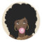 Black Woman, Pink Bubblegum, Natural Hair, Beige