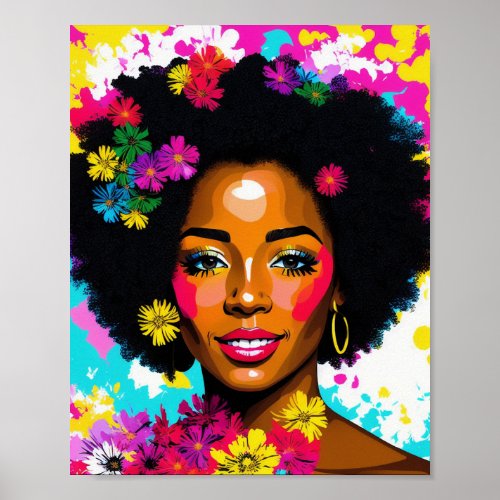 Black Woman Pop Art Multicolor Poster