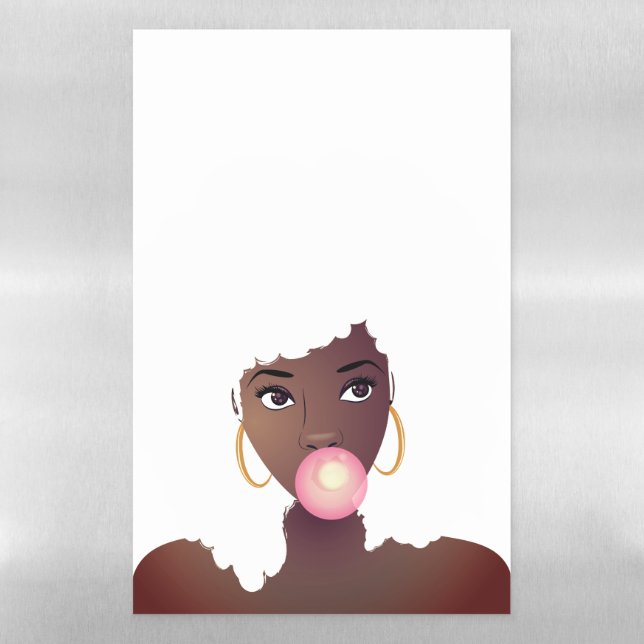 Black Woman, Popping Pink Bubblegum Magnetic Dry Erase Sheet (Vertical)