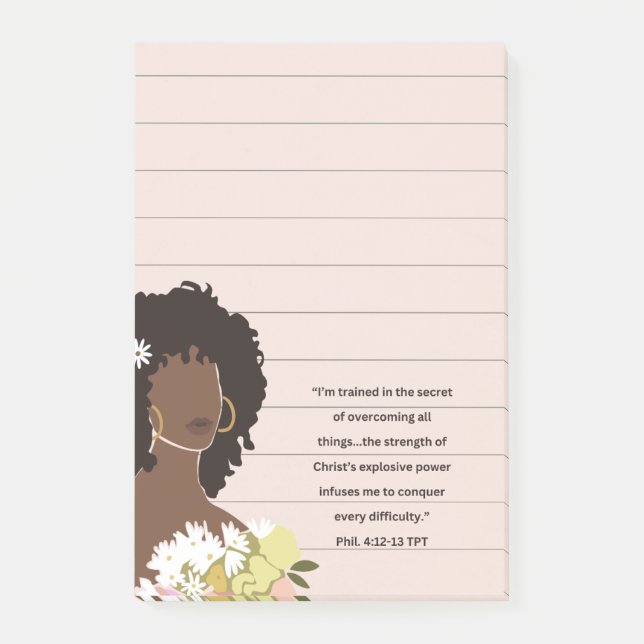 Black Woman Portrait Christian Scripture Lined Post-it Notes (Front)