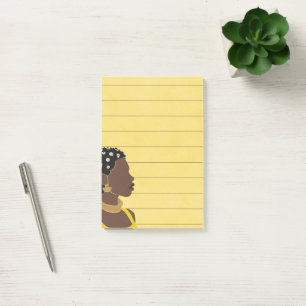 Black Woman Portrait Lined Sticky Post-it Notes