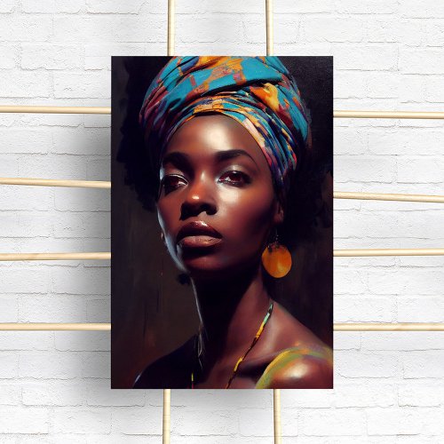 Black Woman Portrait Oil Painting Poster