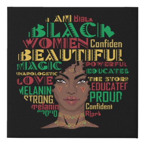 Black Woman Powerful African American Black  Faux Canvas Print