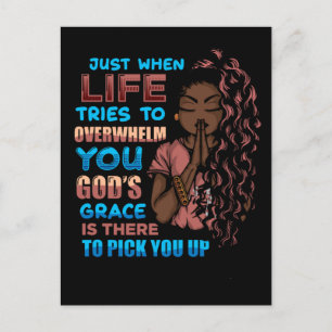 Black woman prayer warrior praying to God Holiday Postcard