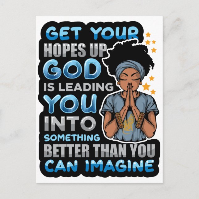 Black woman prayer warrior praying to God Holiday Postcard (Front)
