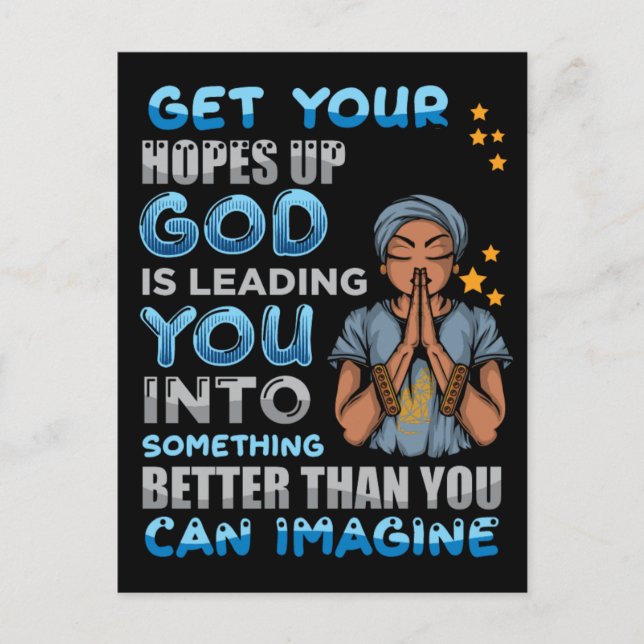 Black woman prayer warrior praying to God Postcard (Front)