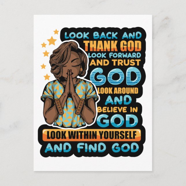 Black woman prayer warrior praying to God Postcard (Front)