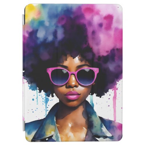 Black Woman Rainbow Afro Hair and Sunglasses Art iPad Air Cover