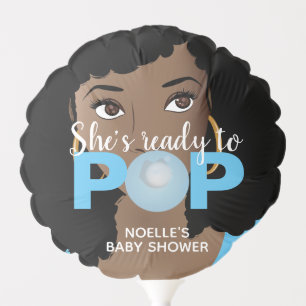 Black Woman, Ready to Pop, Bubblegum, Blue Balloon