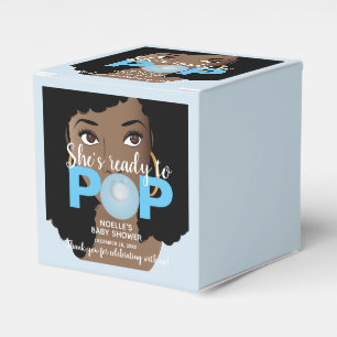 Black Woman, Ready to Pop, Bubblegum, Blue Favor Boxes