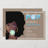 Black Woman, Ready to Pop, Bubblegum, Blue Invitation (Front/Back)