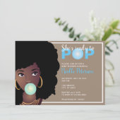Black Woman, Ready to Pop, Bubblegum, Blue Invitation (Standing Front)