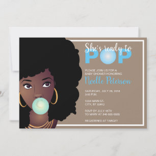 Black Woman, Ready to Pop, Bubblegum, Blue Invitation