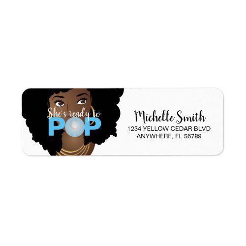 Black Woman Ready to Pop Bubblegum Blue Label