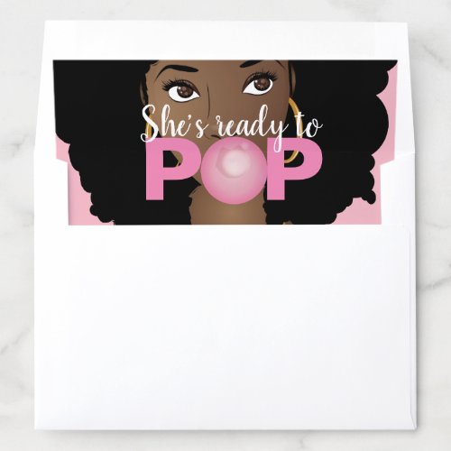 Black Woman Ready to Pop Bubblegum Pink Envelope Liner