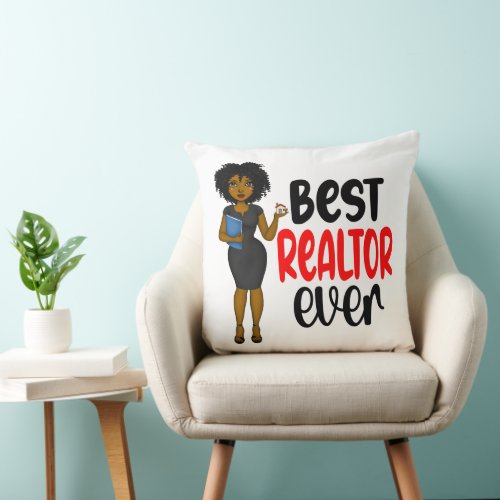 Black Woman Real Estate Broker Agent Realtor Life  Throw Pillow
