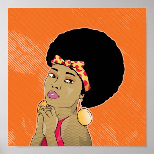 Black Woman Retro Portrait Poster