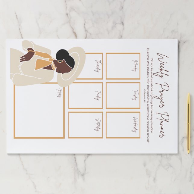 Black Woman Scripture Weekly Prayer Planner  Paper Pad (Insitu)