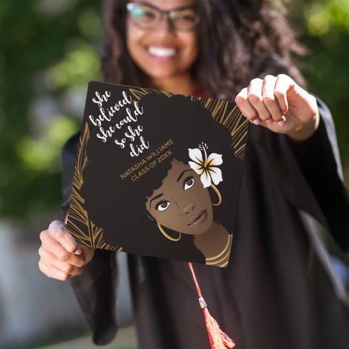 Black Woman She Believed She Could Gold  Black  Graduation Cap Topper