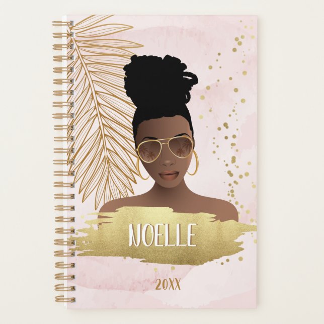 Black Woman, She Believed She Could, Pink & Gold Planner (Front)
