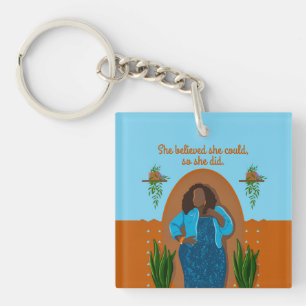 Black Woman, She Believed She Could, So She Did Keychain