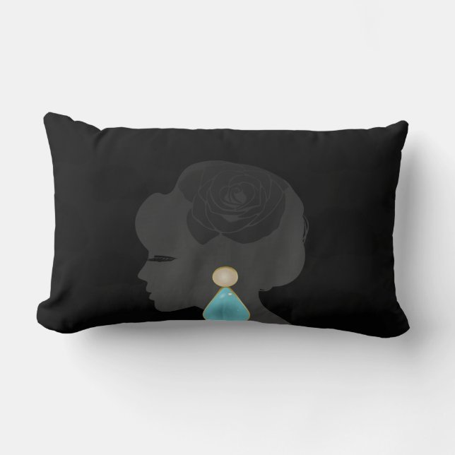Black Woman Silhouette Dark Glamour Lumbar Pillow (Front)