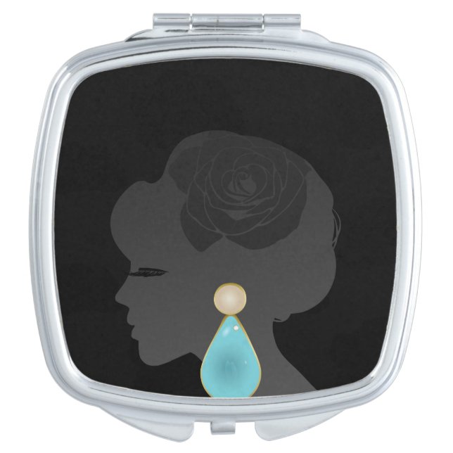 Black Woman Silhouette Dark Glamour Makeup Mirror (Front)