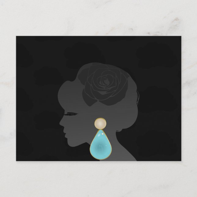 Black Woman Silhouette Dark Glamour Postcard (Front)