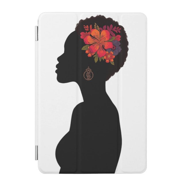 Black Woman Silhouette Floral iPad Case (Front)