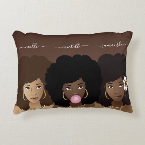 Black Woman _ Sisters Cousins Friends Accent Pillow