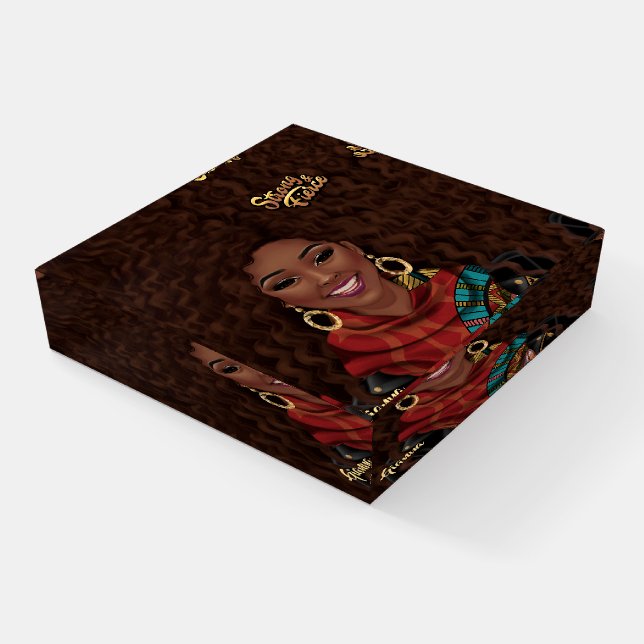 Black Woman Strong and Fierce Personalized Paperweight (Angled)