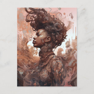 Black Woman Surreal Science Fiction Art Postcard
