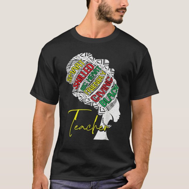 Black Woman Teacher Afro Retro Black History Month T-Shirt (Front)