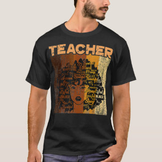 Black Woman Teacher Afro Retro Black History Month T-Shirt