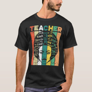 Black Woman Teacher Afro Retro Black History Month T-Shirt