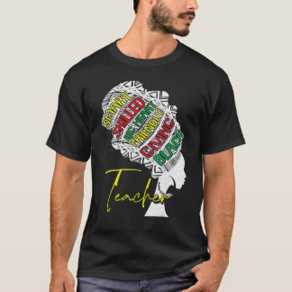 Black Woman Teacher Afro Retro Black History Month T-Shirt