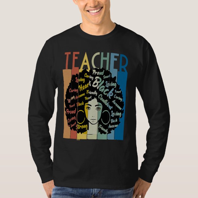 Black Woman Teacher Afro Retro Cool Black History  T-Shirt (Front)