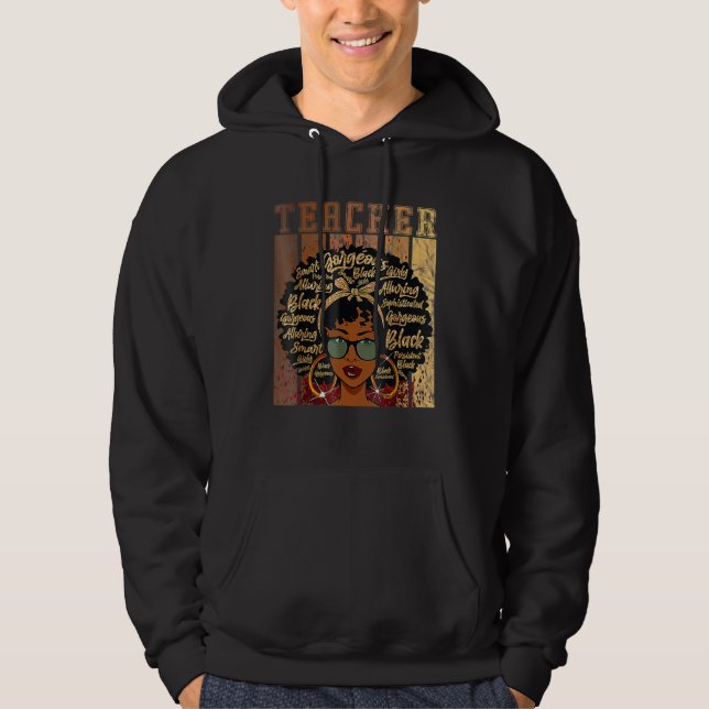 Black Woman Teacher Afro Shirt Black History Month (Front)