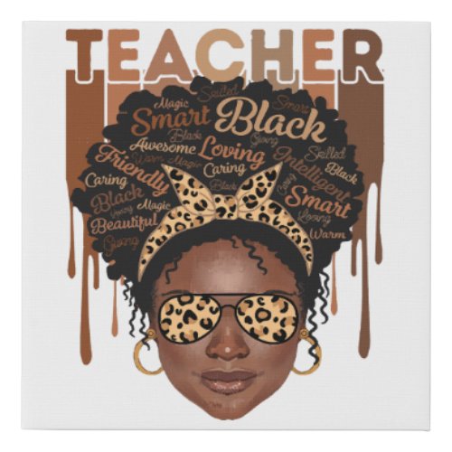 Black Woman Teacher Afro Smart African American Lo Faux Canvas Print