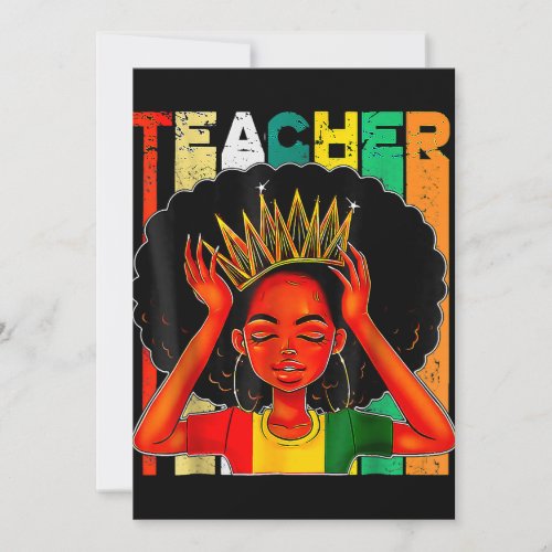 Black Woman Teacher Matching Black History  Invitation