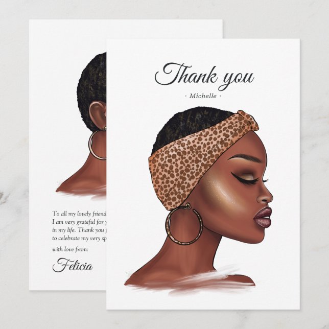 Black Woman Thank You Card (Front/Back)