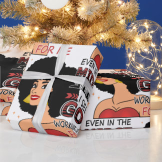  Black Woman Trusting God in Storm  Wrapping Paper