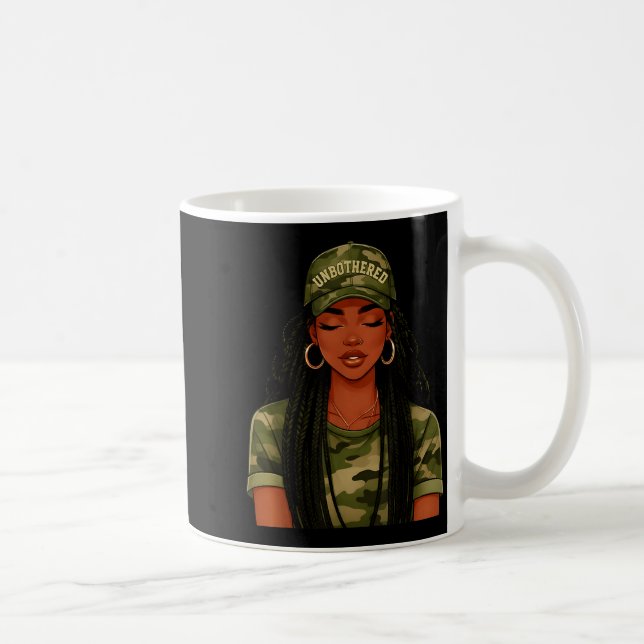 Black Woman Unbothered Locs Camo Girl Women Loc'd  Coffee Mug (Right)