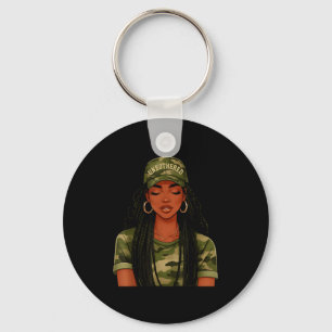 Black Woman Unbothered Locs Camo Girl Women Loc'd Keychain