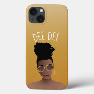 Black Woman w/Gold Shades & High Bun, Gold Yellow iPhone 13 Case