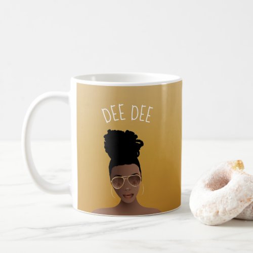 Black Woman wGold Shades  High Bun Yellow Gold Coffee Mug