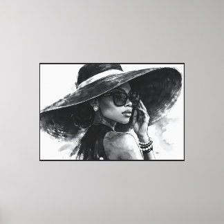 Black Woman Wall Art, Minimalist Fashion Canvas Print
