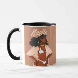 Black Woman, White Bikini, Beach Ready Mug