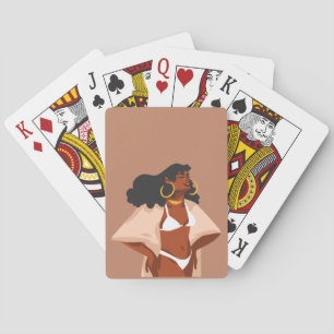 Black Woman, White Bikini, Beach Ready  Poker Cards