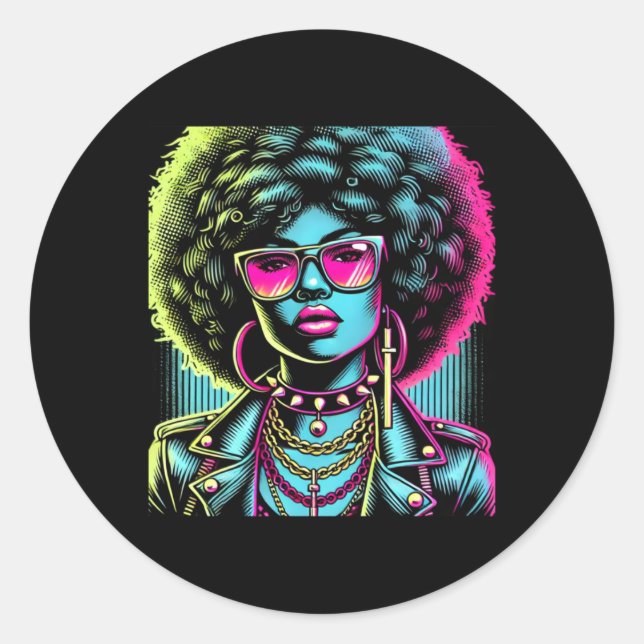 Black Woman With A Large Afro Sticker  (Front)